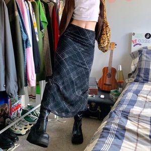 plaid maxi skirt